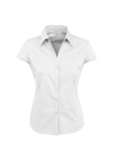 Ladies Metro Cap Sleeve Shirt-White 